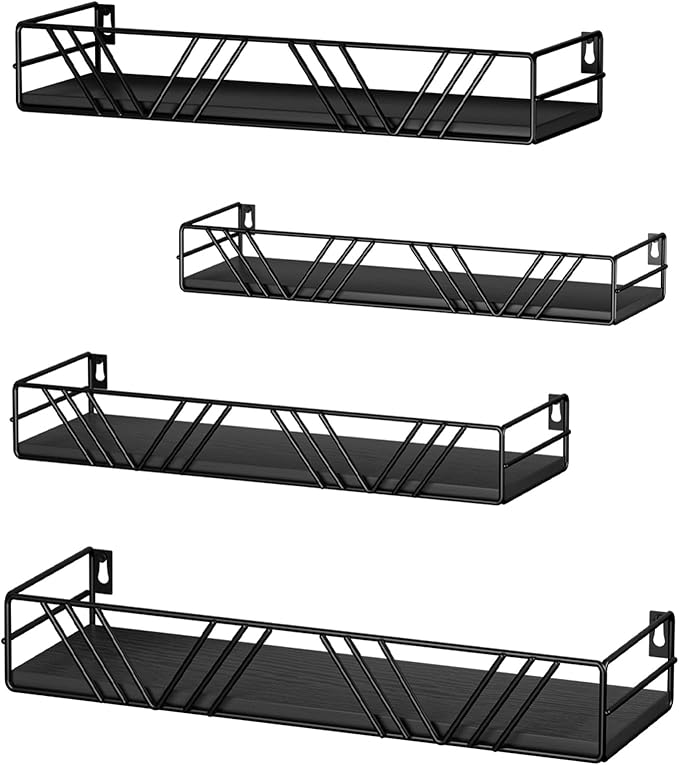 Floating Shelves for Wall Set of 4, Different Sizes Mounted Wood Floating Shelf, Wall Shelves for Living Room,Bedroom, Bathroom, Kitchen, Farmhouse Decor, Office-Ruum Studio Home