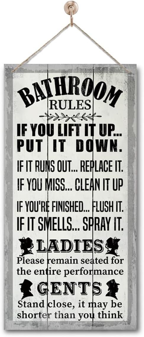Rustic Bathroom Decor, Western Bathroom Decor, Funny Bathroom Signs Wall Decor, Bathroom Decor, Farmhouse Bathroom Decor, Country Bathroom Decor, Bathroom Signs, Bathroom Rules Wall Décor J1-Ruum Studio Home