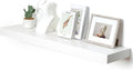 White Floating Shelves for Wall - 48 Inch Wide x 12 Inch Deep Wall Shelves Set of 1 - Rustic Wood Shelves for Living Room, Bathroom, Laundry Room, Bedroom, Kitchen, Home Office-Ruum Studio Home