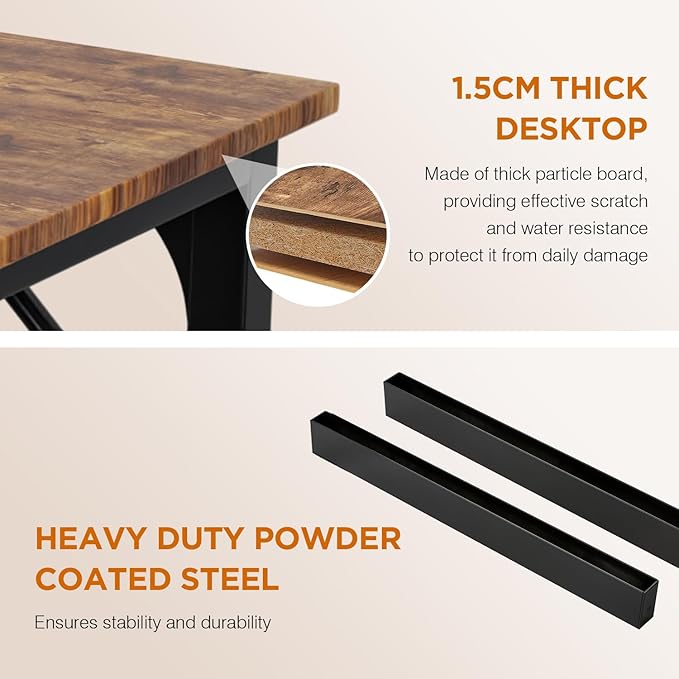 PayLessHere | 32 Inch Computer Desk | Brown | Office Desk with Metal Frame, Adjustable Feet | Water-Resistant, Scratchproof Surface | Sturdy Writing Table for Home Office or Study | Pack of 1-Ruum Studio Home
