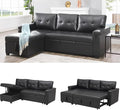 Naomi Home Modern Sectional Sofa with Storage Chaise Black/Air Leather-Ruum Studio Home