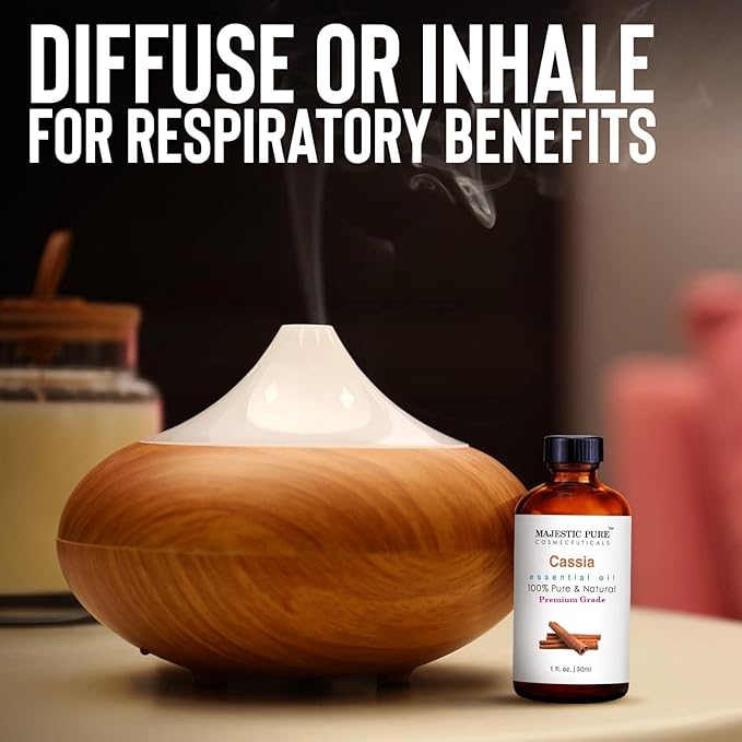 Majestic Pure Cassia Essential Oil with Glass Dropper - 1 Fl Oz - 100% Pure and Natural Cassia Oil - Premium Grade Essential Oils for Diffuser, Aromatherapy, Soap and Candle Making-Ruum Studio Home