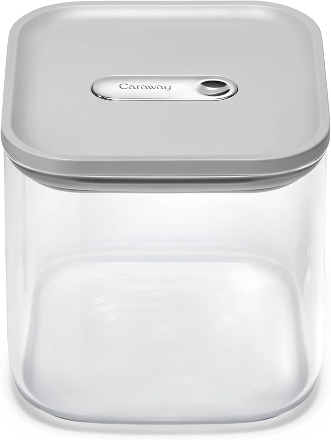 Caraway 2.5qt Glass Airtight Food Storage Container with Lid – Non-Toxic, BPA-Free Kitchen Storage Container – Stackable, Space-Saving Airtight Container for Dry Goods and More - Gray-Ruum Studio Home