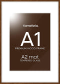 Homeforia A1 Poster Frame Brown, High End Dark Oak 23.4 x 33.1 Wooden Picture Frames Matted to 16.5 by 23.4 Photo, A1 Walnut Wood Frame with Mat A2, 23.4x33.1 Frame, Tempered Glass, Wall Kit, Set of 1-Ruum Studio Home