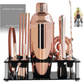 14-Piece Cocktail Shaker Set Bartender Kit with Black Stand, Bar Tool Set for Drink Mixing Bartending Kit Bar Sets Accessories: 750ml(25oz) Shaker, Jigger, Muddler, Cocktail Recipes (Rose Gold)-Ruum Studio Home