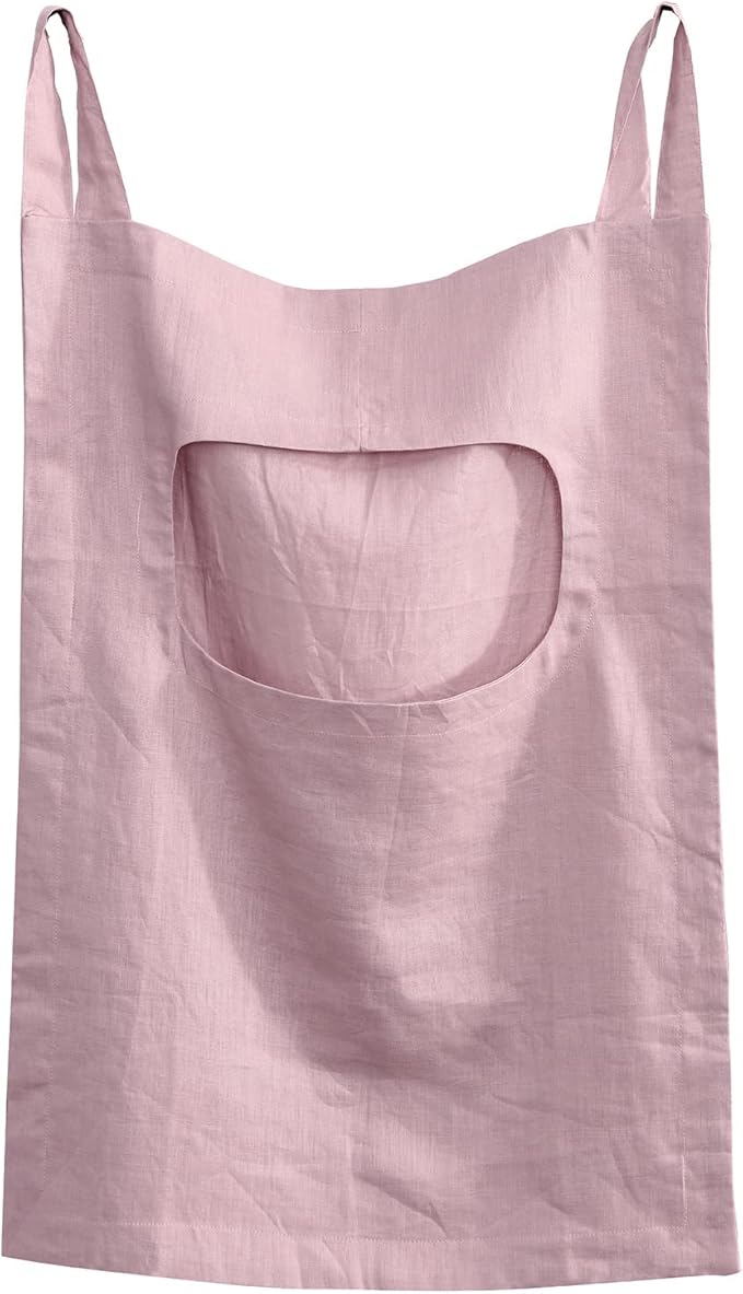 Amazhiyu 100% Linen Door Hanging Laundry Hamper Bag, 19x27 Inches Pink-Ruum Studio Home