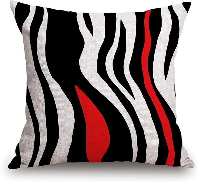 TSSOHU Throw Pillow Cover Geometric Black and White Red Abstract Line Decorative Pillow Case Home Decor Square 18x18 Inches Pillowcase-Ruum Studio Home