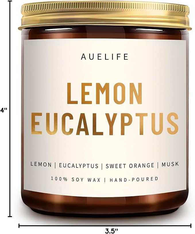Scented Candles for Home - Lemon Eucalyptus Candle | Aromatherapy Candle Gift for Women & Men, Soy Candles for Home Scented - 7oz, Soy Wax-Ruum Studio Home