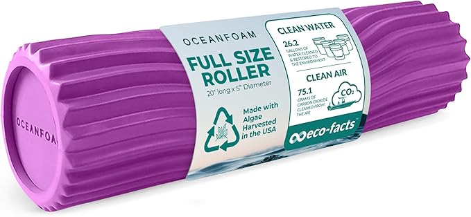 Oceanfoam Tidal Roller - Magenta - Muscle Massage Foam Roller for Back Pain & Stretching - Firm and Ergonomic Wide Wave Textured - Yoga, Athletics, & Wellness - Full Size, 20" x 5"-Ruum Studio Home