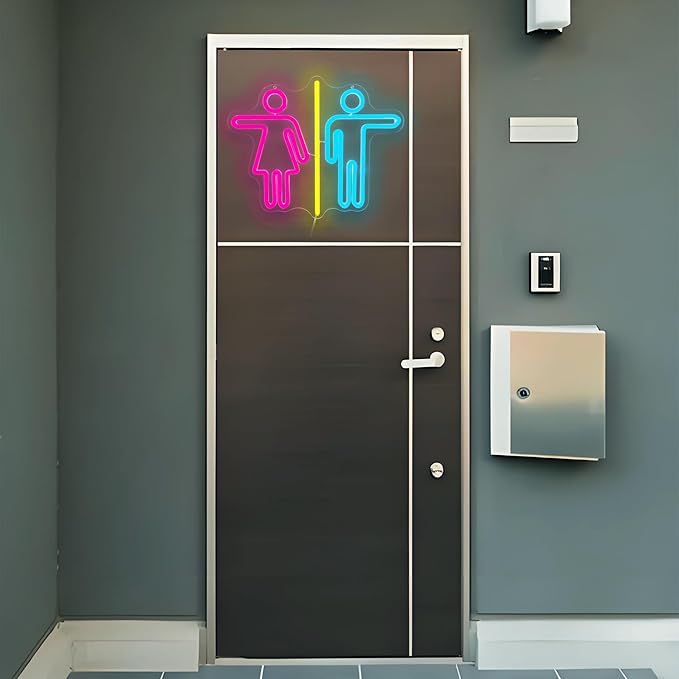 Restroom Neon Signs for Wall Decor Bathroom Neon Sign Dimmable LED Powerd Toilet Light Restroom Signs for Business Ideal for Bathroom, Bar, Hotel, Hospital,Home and Party Decoration(12.9 * 10.6inch)-Ruum Studio Home