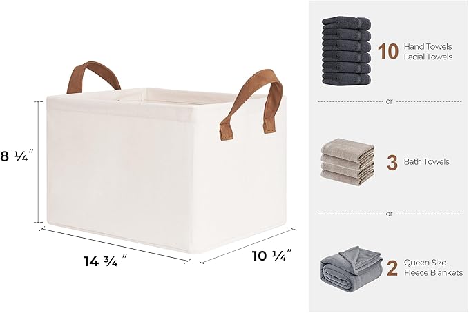 StorageWorks Storage Bins, Fabric Storage Bins for Shelves, Storage Baskets with Metal Frame, Closet Baskets and Bins with Handles, Natural Color, 2-Pack-Ruum Studio Home