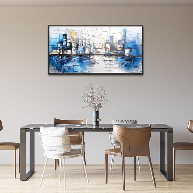 ZUITINGHUA Black Framed Canvas Wall Art For Living Room Wall Decor For Bedroom Office Wall Decorations Blue Landscape Paintings Abstraction Pictures Artwork Room Aesthetic Home Decor 20x40 In-Ruum Studio Home