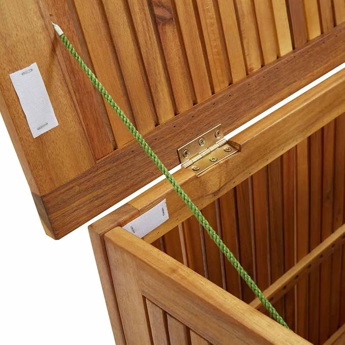 vidaXL Wooden Deck Box - Outdoor Teak Storage Chest, Ideal for Patio Furniture Cushions, Pool Accessories, Garden Tools - Water-Resistant Bag Inside - 23.6''x19.7''x22.8'', Solid Acacia Wood-Ruum Studio Home