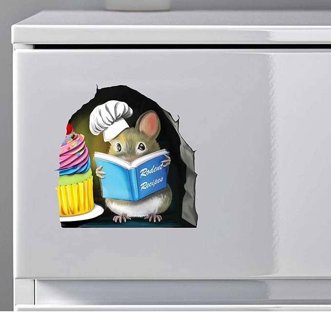 Adorable Pastry Mouse Reading Book Wall Sticker Decal – Kids Room, Classroom, Home Decor, Bookcase, Book Lover Gift, Children's Bedroom, Nursery, Cute Mouse, MICESTERPIECE-Ruum Studio Home