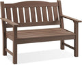 Psilvam 2-Person Outdoor Memorial Bench, All-Weather Poly Lumber Garden Bench, Rot-Resistant Outdoor Patio Bench for Park,Porch,and Church(Brown)-Ruum Studio Home