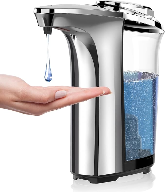 Automatic Soap Dispenser, Touchless Dish Soap Dispenser 17oz/500ml with Infrared Sensor, 5 Adjustable Soap Levels, Liquid Dispenser for Bathroom Kitchen (Silver)-Ruum Studio Home