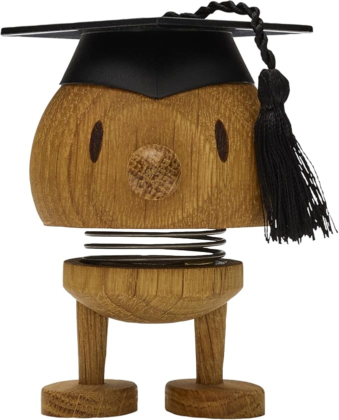Hoptimist Student IQ Bumble, Woody Brown, Home Decor Ornament - Scandinavian Design, Wood W/Metal Spring, Small - Creates Cheerful Movement-Ruum Studio Home