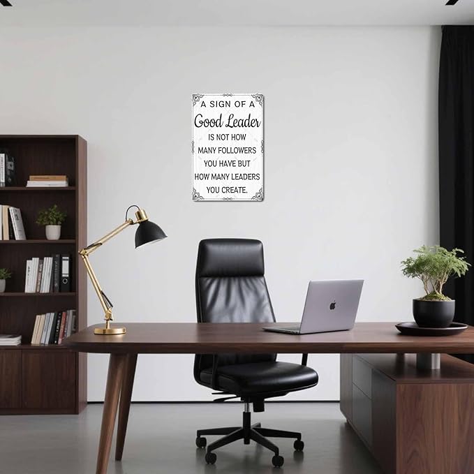 DZQUY Good Leader Metal Sign –12x8 Inches Inspirational Wall Art with Vintage Retro Design, Motivational Office & Home Decor for Living Room, Bedroom-Ruum Studio Home