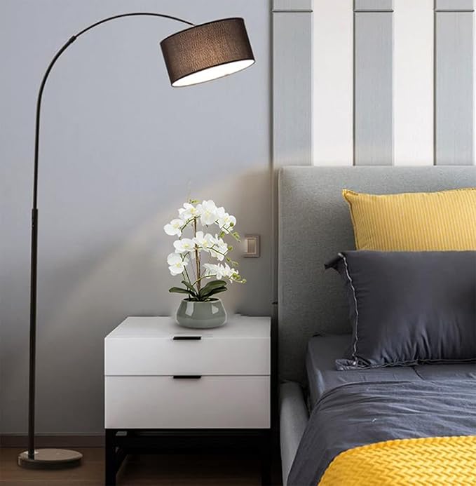 White Orchid Artificial Flowers with Gray Vase Large Silk Faux Phalaenopsis Flowers for Dining Room Table Floral Centerpieces Indoor Decoration-Ruum Studio Home