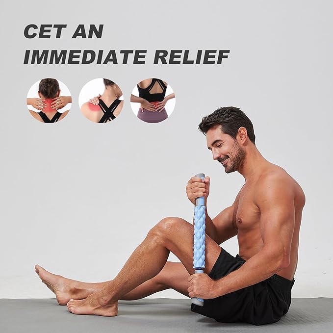 Muscle Roller,EVA Material, Massage Roller Stick for Athletes and Office Workers, Relieves Muscle Tension and Pain(EVA Blue)-Ruum Studio Home