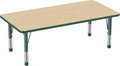 Factory Direct Partners FDP Rectangle Activity School and Classroom Kids Table (30 x 60 inch), Toddler Legs, Adjustable Height 15-24 inches - Maple Top and Green Edge-Ruum Studio Home