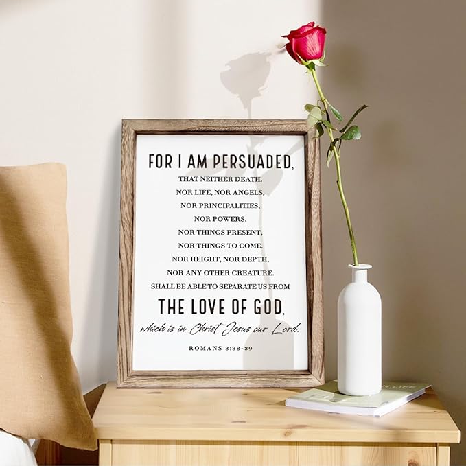 Christian Wooden Wall Sign, Decorative Signs for Home Decor, Religious Artwork, Bible Verse Decoration, Framed Wall Plaque Sign 15 * 11.5 inches, For I am Persuade-Ruum Studio Home