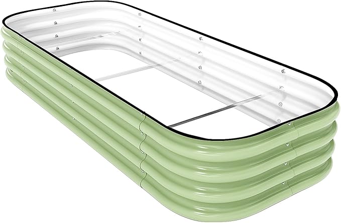 DaisyVibe Raised Garden Bed Kit, Planter Raised Garden Boxes Outdoor, Oval Large Metal Raised Garden Beds for Vegetables Flowers (Green, 5ftx2ftx1ft)-Ruum Studio Home