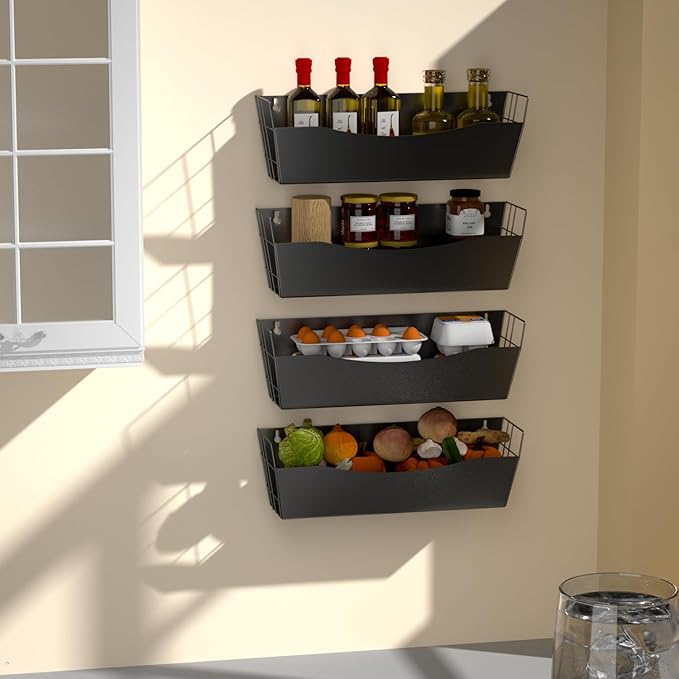 Magnetic Kitchen Organizer for Refrigerator Spice Rack Organizer Metal Magnet Shelf For Waching Machine Strong Magnetic Fridge Shelf for Microwave Kitchen Pantry Organizer No Drilling Installation-Ruum Studio Home