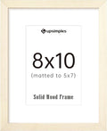 upsimples 8x10 Picture Frame, Natural Solid Wooden Picture Frames, Display 5x7 with Mat or 8 x 10 Without Mat, Wall or Tabletop, 1 Pack, White-Ruum Studio Home