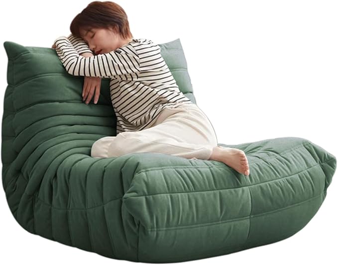 Modern Living Room Chair, Big Bean Bag Adult Floor Sofa, Togo Recliner Memory Foam Lazy Couch Suitable Balcony for Fireside Chair (Green)-Ruum Studio Home