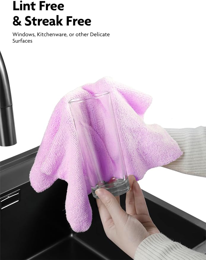Fantasticlean Microfiber Cleaning Cloth Roll -75 Pack, Tear Away Microfiber Towels, 12" x 12", Reusable, Washable, Scratch Free, Ultra Absorbent Dish Rags for Car, Home, Garage or Shop (Purple)-Ruum Studio Home