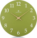 Lafocuse 12 Inch Silent Olive Green Wall Clock Battery Operated for Living Room Decor, Simple Minimalist Wooden Wall Clock for Kitchen Bedroom Office-Ruum Studio Home