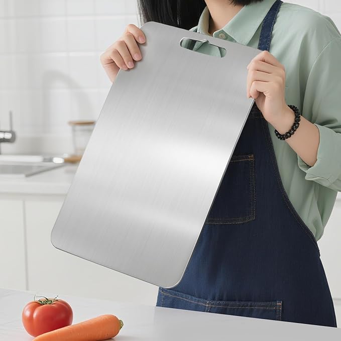 Titanium Cutting Board for Kitchen - 100% Pure Titanium Cutting Boards Non Toxic - 2025 New Upgrade Double Sided Metal Chopping Boards for Meat, Vegetables, Fruits, Dishwasher Safe (14 x 10 In)-Ruum Studio Home