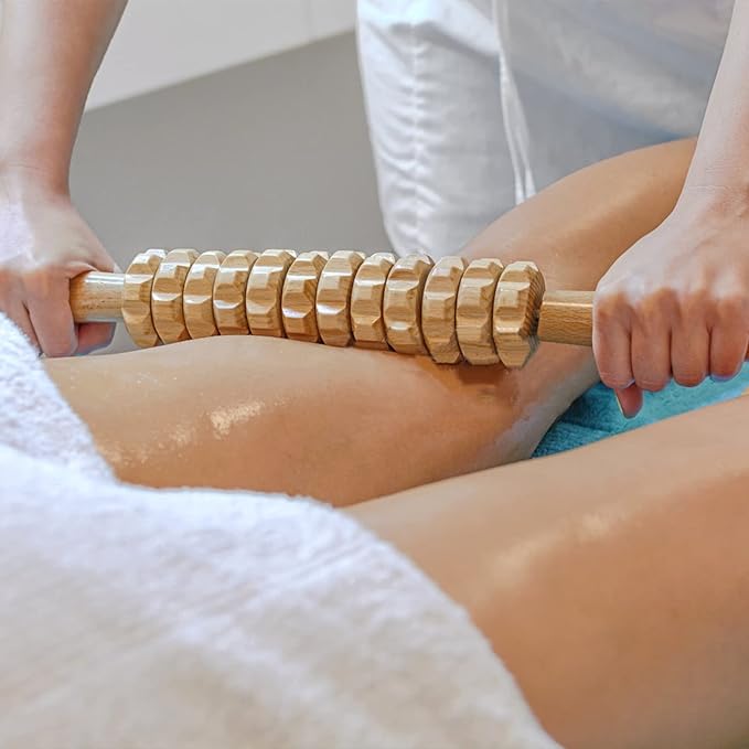 Curved Wood Therapy Massage Roller Tools,Lymphatic Drainage, Cellulite Massage & Wooden Muscle Roller Stick for Waist and Thigh, Stomach Rolling Massager Tool （with White Box）-Ruum Studio Home