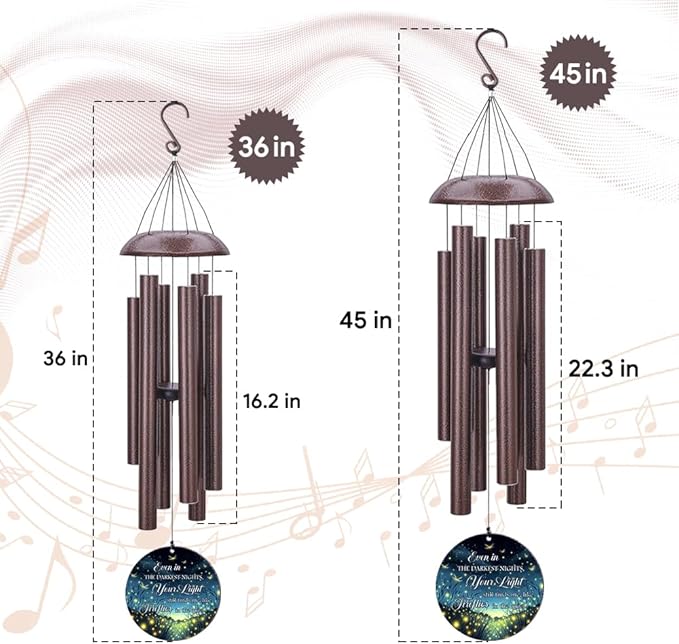Personalized Sympathy Wind Chimes, 36inch Customized Wind Chime, Memorial Gifts for Loss of Loved One, Wind Chimes in Loving Memory of Dad/Mom, Condolences Gifts for Funeral-Ruum Studio Home