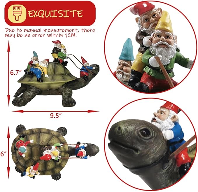 Sunthus Garden Gnome Turtle Statues Yard Art Resin Figurine Decorations Outdoor Garden Décor-Ruum Studio Home