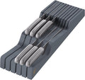 In-Drawer Knife Block - Bamboo Knife Drawer Organizer for Kitchen - Fits 5 Long + 6 Short Knives, Store Knives with Blades Pointing Down - Wooden Steak knife Holder without Knives (Grey)-Ruum Studio Home