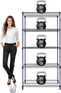36"x18"x72" Prime Heavy Duty Black 5-Tier Wire Shelving NSF 4000 LBS MAX Capacity Storage Rack for Commercial, Hospital, School, Garage, and Kitchen Uses (with Wheels)-Ruum Studio Home