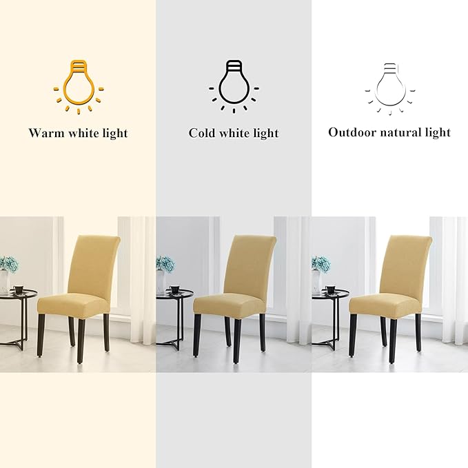 Joccun Chair Covers for Dining Room Set of 2,Dining Chair Slipcovers Stretch Dining Room Chair Covers Seat Protector,Washable Parsons Chair Cover for Home,Hotel(Parmesan,2 Pack)-Ruum Studio Home