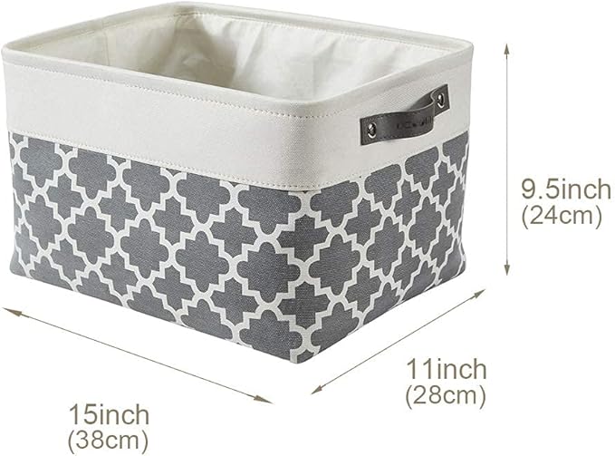 DECOMOMO Grey Storage Bins Fabric Storage Baskets for Shelves, Linen Closet Organization Toys Nursery (Grey Patterns, Large - 3 Pack)-Ruum Studio Home