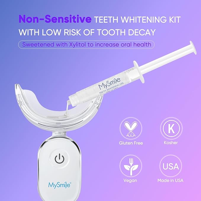 MySmile Deluxe 10 Min Teeth Whitening Kit with 28 LED Light, 35% Carbamide Peroxide Teeth Whitening Gel, Helps Remove Years of Stains from Coffee, Soda, Wines, Smoking, Food-Ruum Studio Home