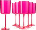 Ciaell 12 Pack Plastic Wine Glasses - 10Oz Hot Pink Plastic Wine Glasses With Stem - Disposable Stemmed Cups for Parties & Weddings-Ruum Studio Home