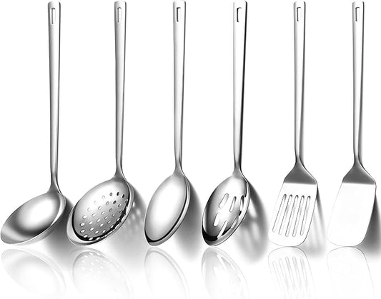 Evanda Kitchen Utensils Set 6pcs, Stainless Steel Cooking Utensils Set, Heavy Duty Kitchen Tools Spatulas Set, Home Essentials Kitchen Gadgets Accessories-Ruum Studio Home
