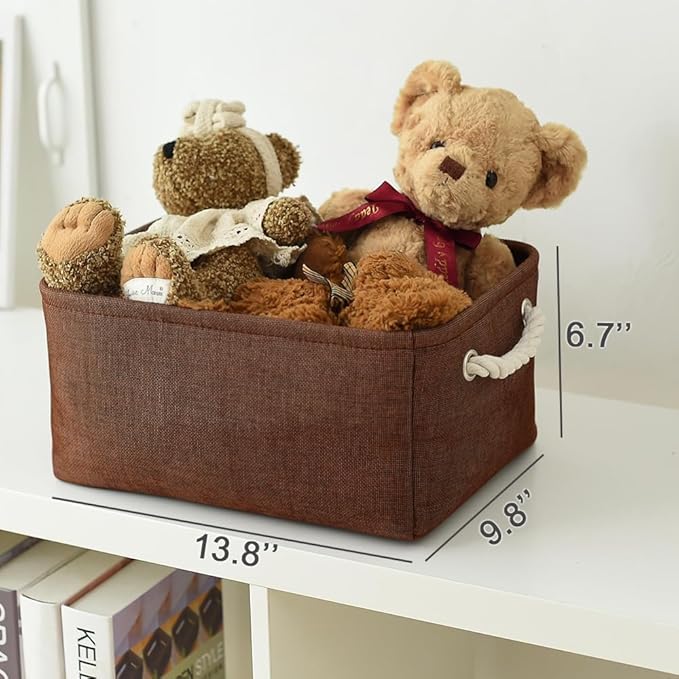 WarmHome Fabric Storage Bin Shelf Basket for Home, Closet(Brown-3 Pack, 13.8L9.8W6.7H)-Ruum Studio Home