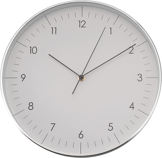 LUUK LIFESTYLE Modern Wall Clock Without Ticking, Pure Minimalist Design, legible Digits, Home Decor for Living Room, Office, in White and Silver-Ruum Studio Home