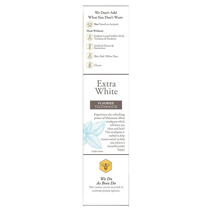 Burt's Bees Extra White Toothpaste, Fluoride Toothpaste, Natural Flavor, Mountain Mint, 4.7 oz, Pack of 3-Ruum Studio Home