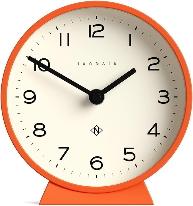 NEWGATE® M Mantel Echo Desk Clock | Modern Round Design | Pumpkin Orange | Easy to Read Numbers | Contemporary Style for Desk, Table, Shelf or Bedside-Ruum Studio Home