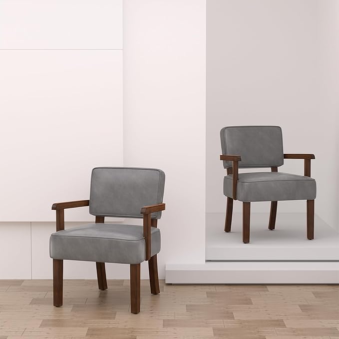 PU Leather Accent Chair, Oversized Living Room Chairs with Soft Seat and Armrests, Armchair for Bedroom, Dinning, Reading, Waiting Rooms-Ruum Studio Home