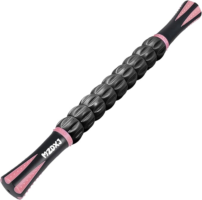 Muscle Roller Stick for Athletes - Deep Tissue Fascia Blaster & Roller Massager for Myofascial Pain Relief - Handheld Physical Therapy & Recovery Tool(Pink black-18 inch)-Ruum Studio Home