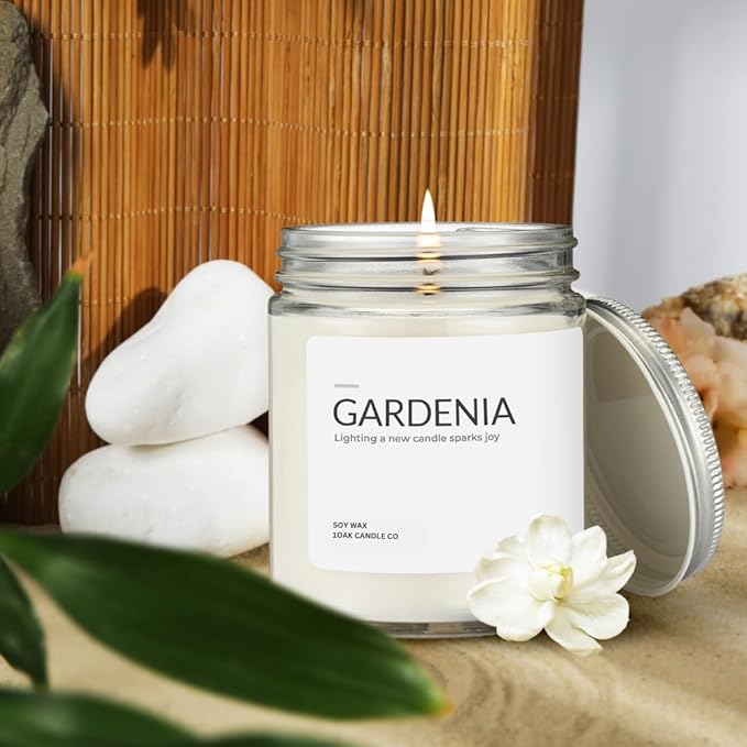 1OAK Soy Wax Scented Candles (Gardenia) - Long Burning Premium Hand-Poured (7oz.)-Ruum Studio Home